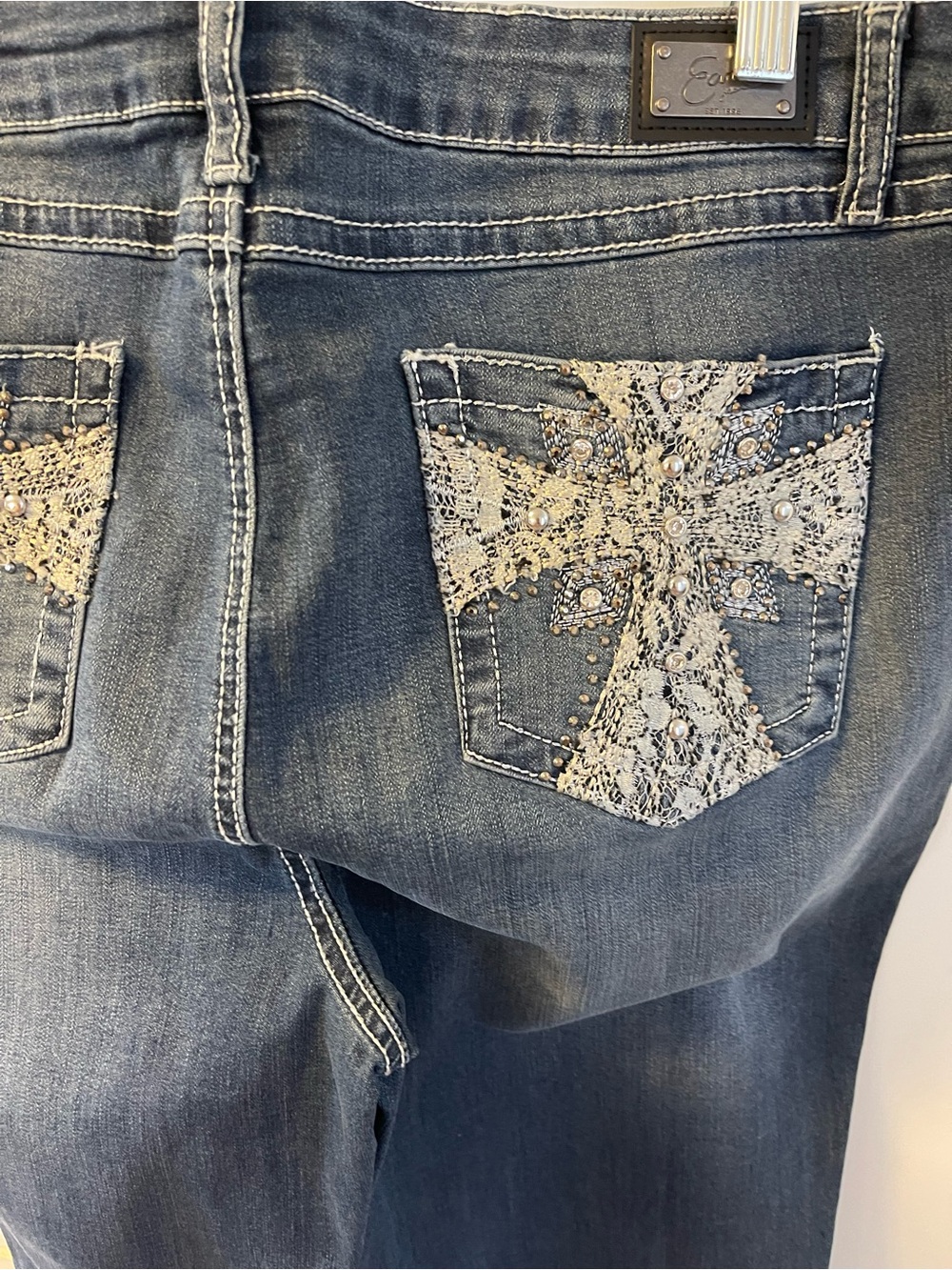 Earl Women’s Slim Boot Jeans Stretch Designer with Pocket Embellishments Sz 16 - Picture 7 of 12